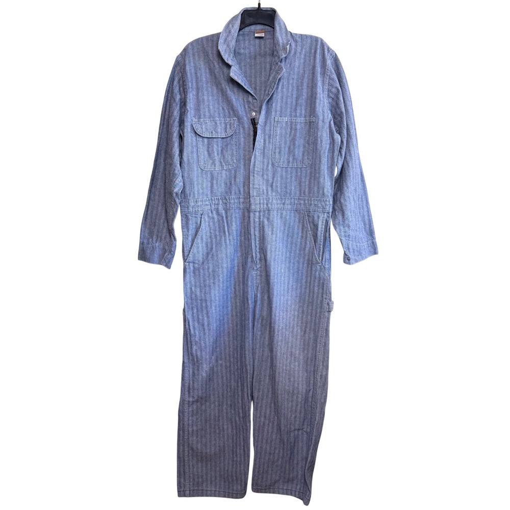 Big Ben by Wrangler 80s Herringbone Utility Coveralls Blue 42 Workwear USA Made